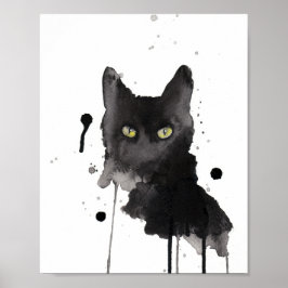 waterverf zwarte katten poster