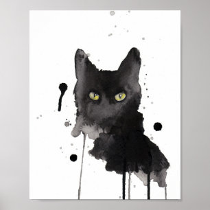 waterverf zwarte katten poster