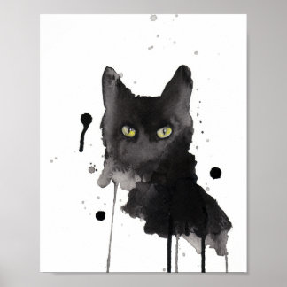 waterverf zwarte katten poster