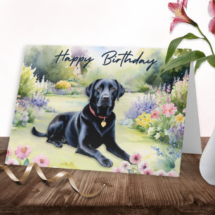 Waterverf Zwarte Labradors hond Gefeliciteerd Kaart