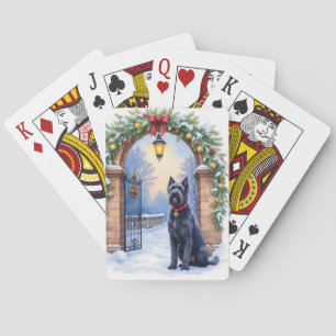 Waterverf Zwarte Russische Terriër IJzeren Kerstmi Pokerkaarten