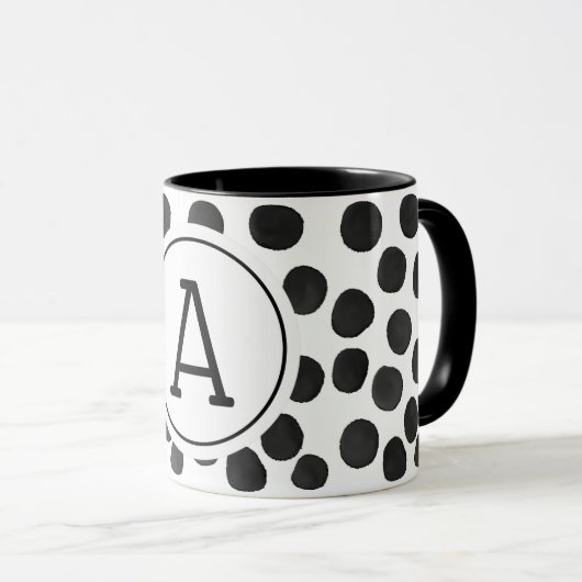 Waterverf Zwarte Spots met monogram Mok (Voorkant rechts)