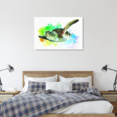 Waterverf Zwemmen Zee Schildpad Canvas (Insitu (Slaapkamer))