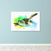 Waterverf Zwemmen Zee Schildpad Canvas (Insitu (Houten vloer))
