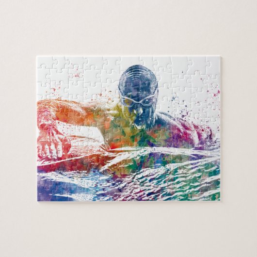 Waterverf-zwemmer Legpuzzel (Horizontaal)