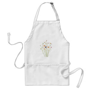 Waterverfboeket van wilde bloemen standaard schort