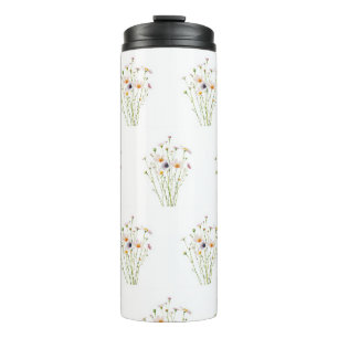 Waterverfboeket van wilde bloemen thermosbeker