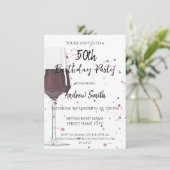 Waterverfglas rode wijn kaart (Staand voorkant)