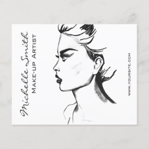 Waterverfinkt zwart-wit vrouwelijke make-up flyer