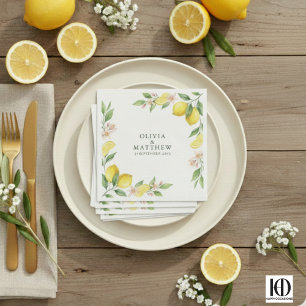 Waterverfkrans Mediterraan Citrus Bruiloft Servet