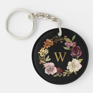 Waterverfkrans Monogram Zwart Sleutelhanger