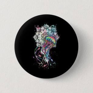 Waterverfkwal Chakra Zee Dier Yoga Boho A Ronde Button 5,7 Cm