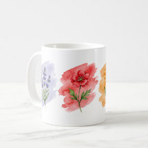 Waterverfmok met wilde bloemen | 4 botanische bloe