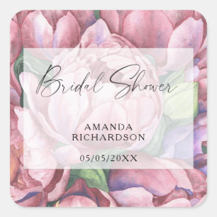 Waterverfpatroon bloemen - bruidsdouche vierkante sticker