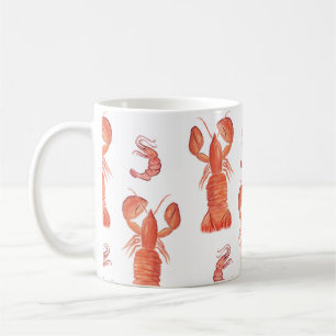 Waterverfpatroon met de hand geschilderde kreeft r koffiemok