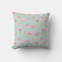 Waterverfpatroon met delicate roze ronde kussen