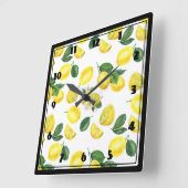 Waterverfpatroon met gele citroenen vierkante klok (Hoek)