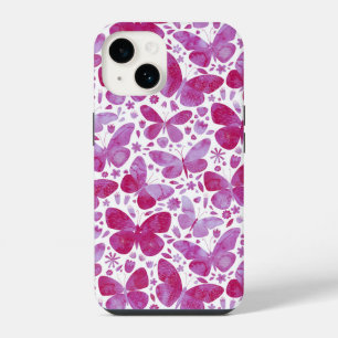 Waterverfpatroon Roze Vlinder iPhone 14 Hoesje
