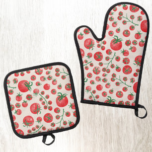 Waterverfpatroon Tomaat Ovenwant & Pannenlap Set