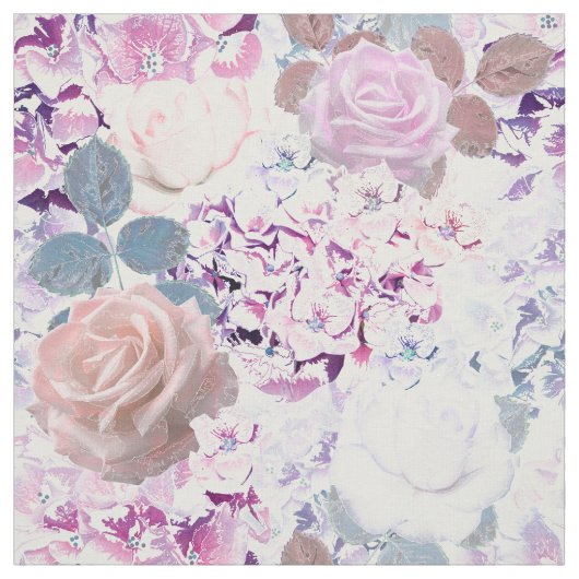 Waterverfrozen en hortensia's.  stof (Swatch)