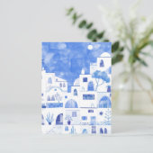 Waterverfschilderij van Santorini Griekenland Briefkaart (Staand voorkant)