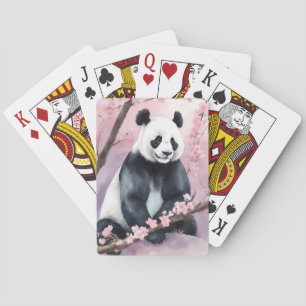 Waterverfschildering Panda Beer Pokerkaarten