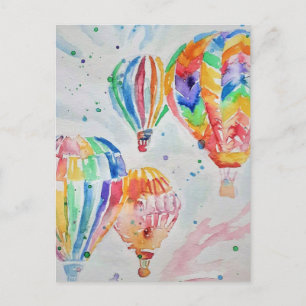 Waterverfschildering Postkaarten Hete Luchtballon