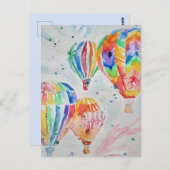 Waterverfschildering Postkaarten met hete luchtbal (Voorkant / Achterkant)