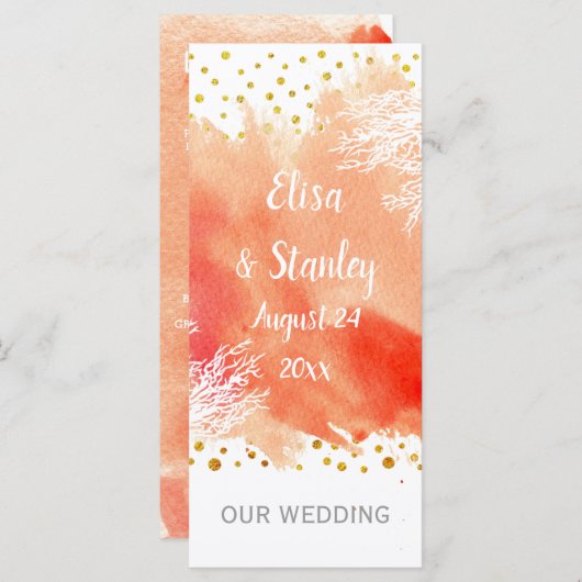 Waterverfspat, koraalrif huwelijksprogramma programma (Voorkant / Achterkant)