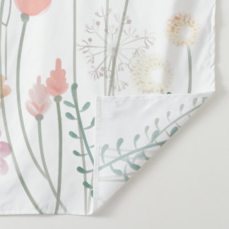 Waterverftekening van een veld met wilde bloemen wandkleed