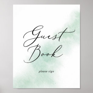 Waterverfwas   Groen gastboekbord Poster