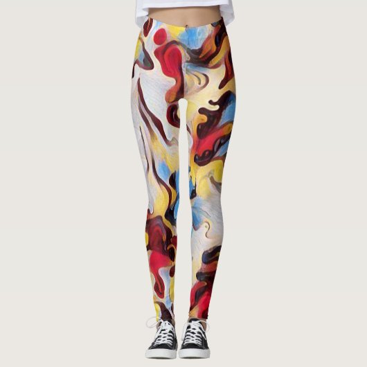 Waterverven Abstracte digitale kunst Leggings (Voorkant)