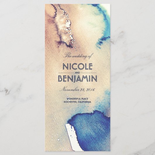  Waterverven Beach Wedding Programma's (Voorkant)