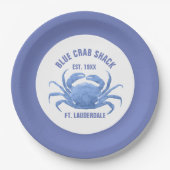 Waterverven Blue Crab Illustratie Aangepaste tekst Papieren Bordje (Voorkant)