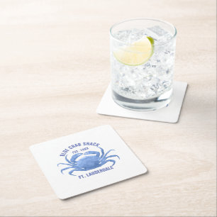 Waterverven Blue Crab Illustratie Aangepaste tekst Vierkante Kartonnen Onderzetter