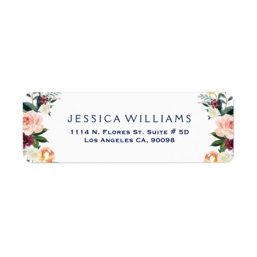 Waterverven Colorful Flowers Etiket (Voorkant)