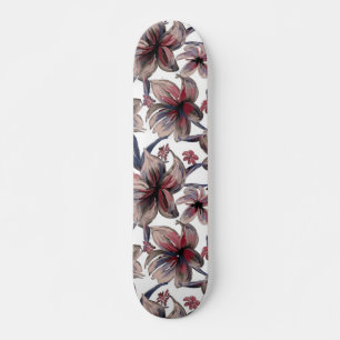 Waterverven Crimson Bloemen op wit Skateboard
