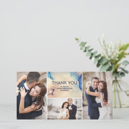 Waterverven Elegante bruiloft Dank u Bedankkaart (Staand voorkant)