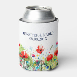Waterverven Illustratie kleurrijke lentbloemen Blikjeskoeler