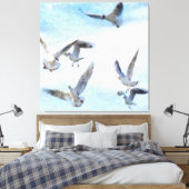 Waterverven in de vlucht canvas afdruk (Insitu (Slaapkamer))