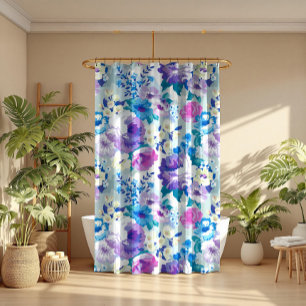 Waterverven Kleurrijke Zomer Floral Modern Pattern Douchegordijn