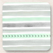 Waterverven Mint Grey Trendy Stripes Cool Pattern Drankjes Onderzetter (Voorkant)