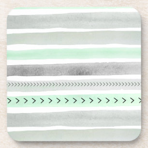 Waterverven Mint Grey Trendy Stripes Cool Pattern Drankjes Onderzetter