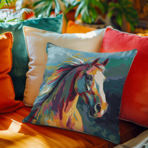 Waterverven Paardenkop Illustratie Kussen