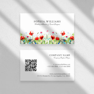 Waterverven Red Poppies Spring Flowers Visitekaartje