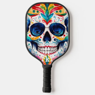 Waterverven Retro Suiker Schedel Pickleball Paddle