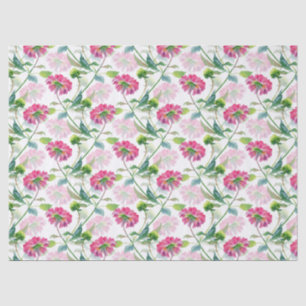 Waterverven roze en blauw-groene bloemen Patroon Tissuepapier