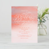 Waterverven Roze Moderne Typografie Wedding Invite Kaart (Staand voorkant)