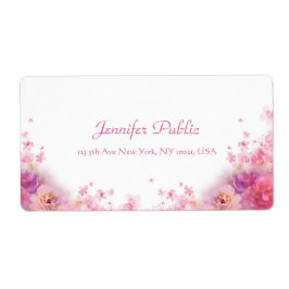 Waterverven Rozen Modern Handschrift Script Floral Etiket