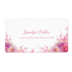 Waterverven Rozen Modern Handschrift Script Floral Etiket